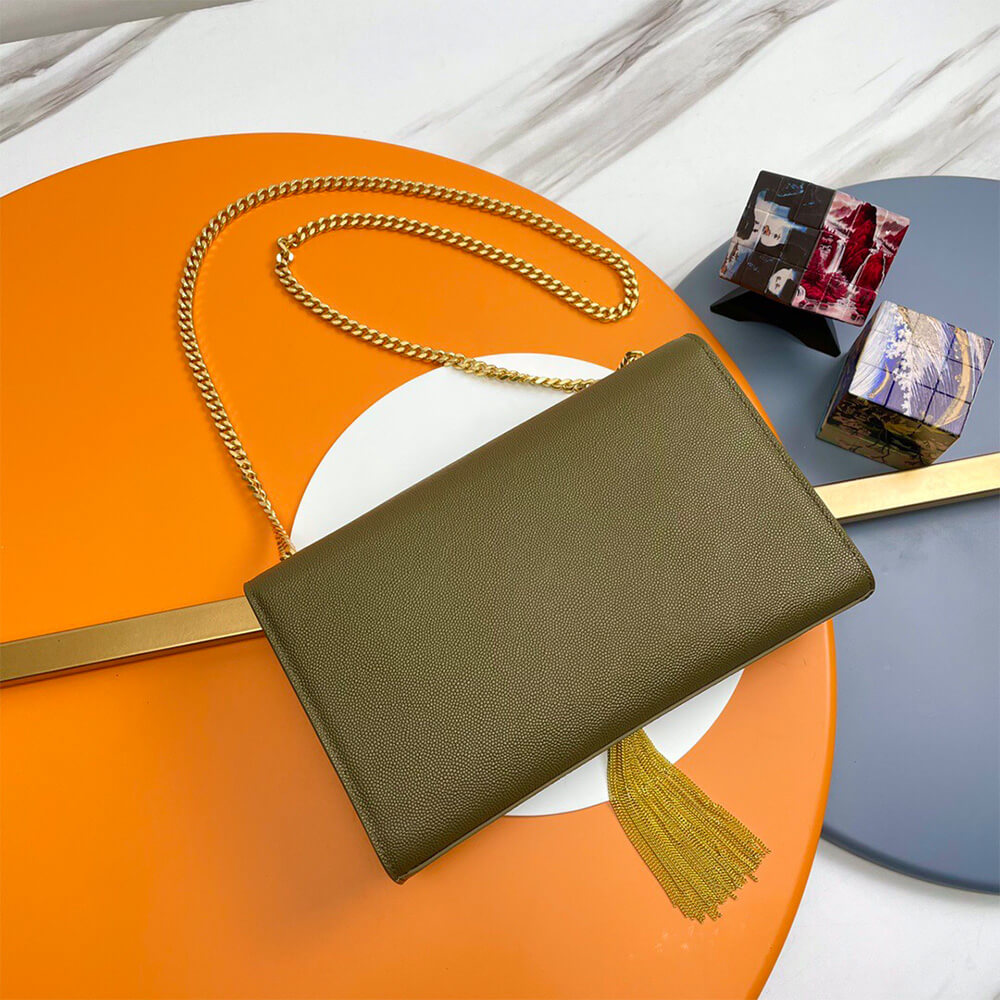 YSL Kate Medium Tassel Bag in Grain De Poudre Embossed Leather - Replica Luxury Bags™