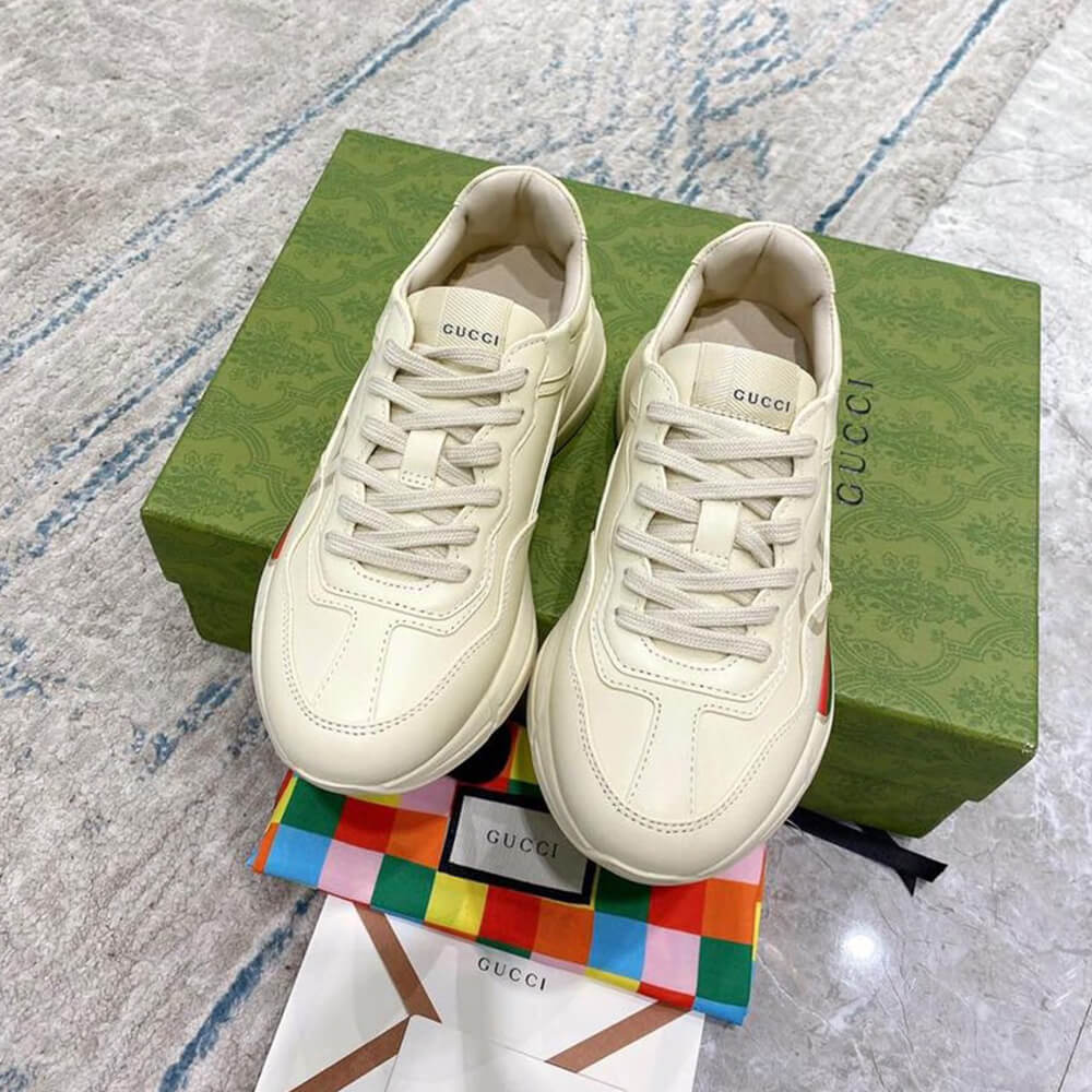 Rhyton Gucci logo leather sneaker Shoes - Replica Luxury Bags™