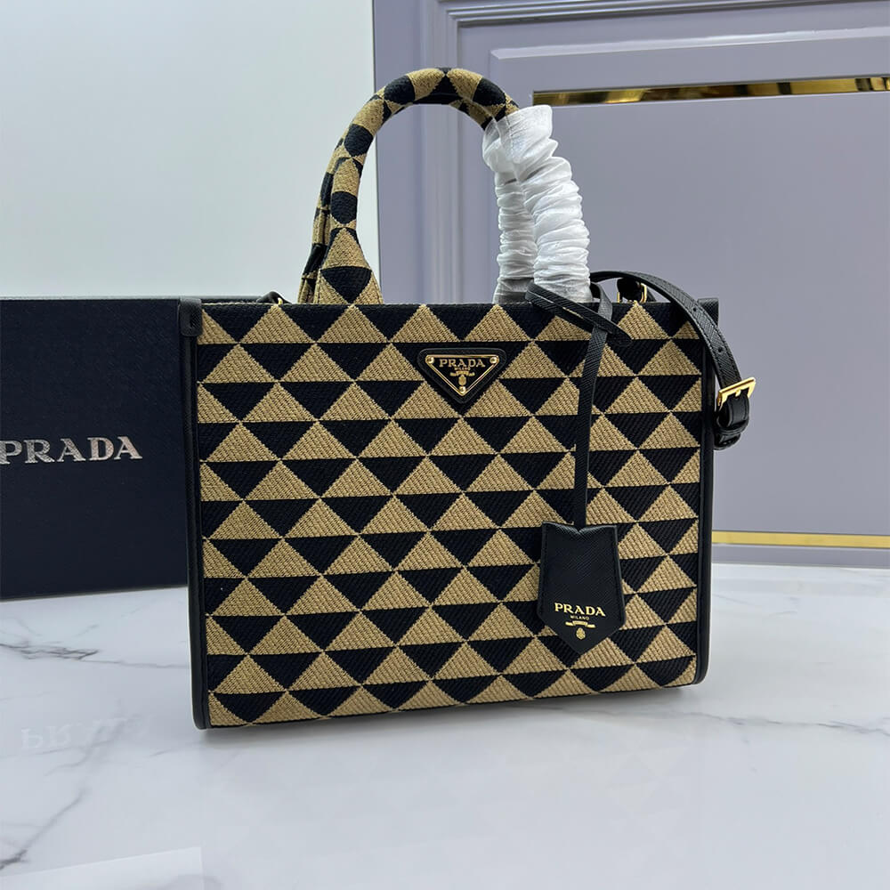 Small Prada Symbole Jacquard Fabric Handbag - Replica Luxury Bags™