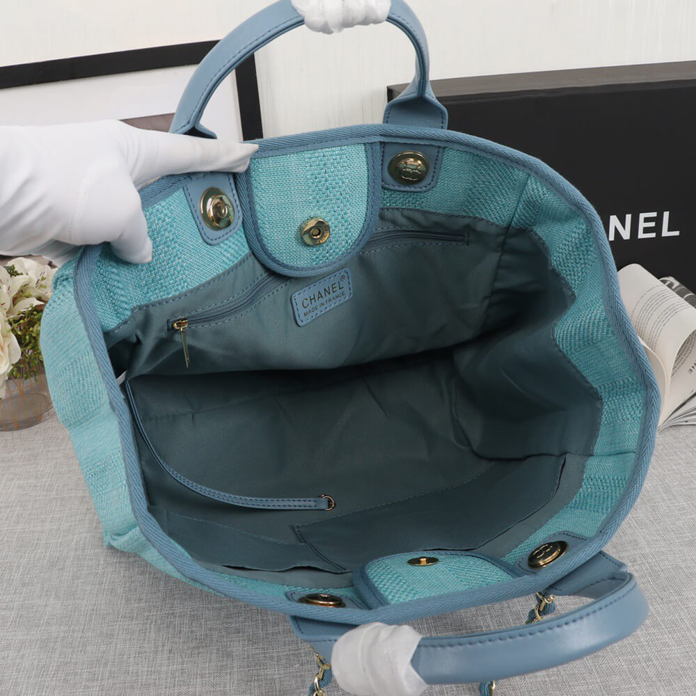 Chanel Woven Straw Raffia Striped Medium Deauville Tote Bag - Replica Luxury Bags™