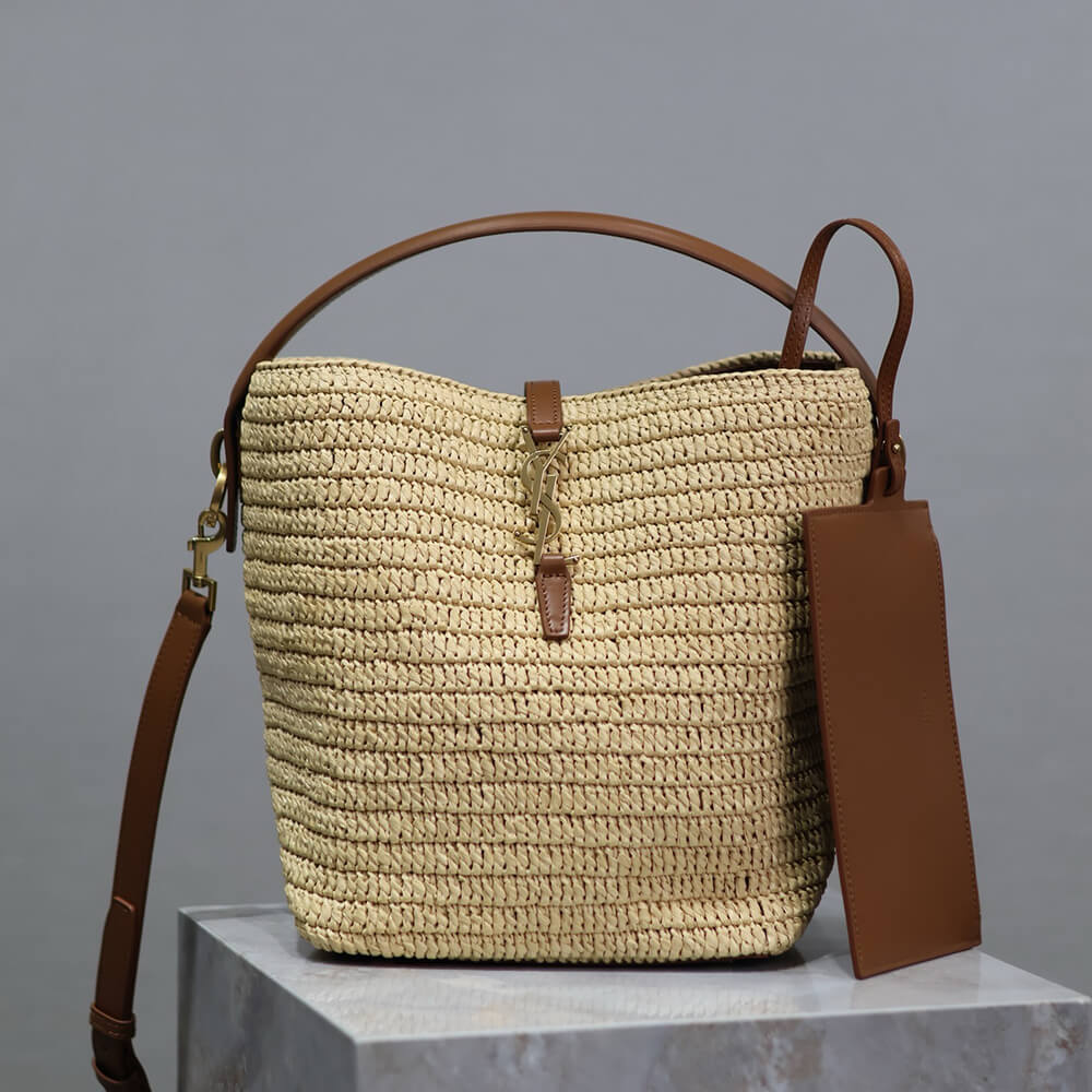 YSL LE 37 Bag in Woven Raffia and Vegetable-Tanned Leather - Replica Luxury Bags™