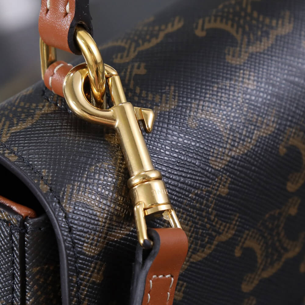 Teen Celine Lola Bag in Triomphe Canvas And Calfskin - Replica Luxury Bags™