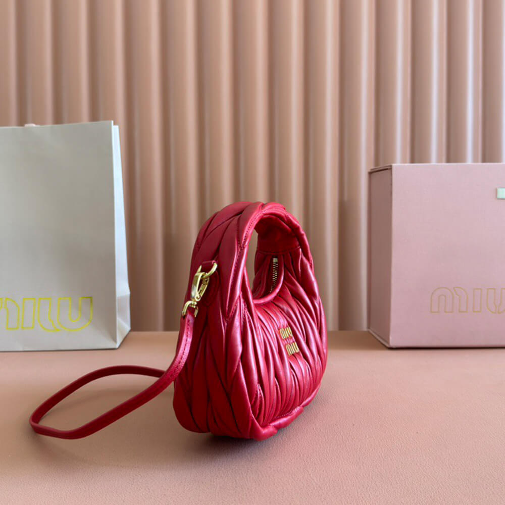 Miumiu Mini Wander Matelasse Nappa Leather Hobo Bag - Replica Luxury Bags™