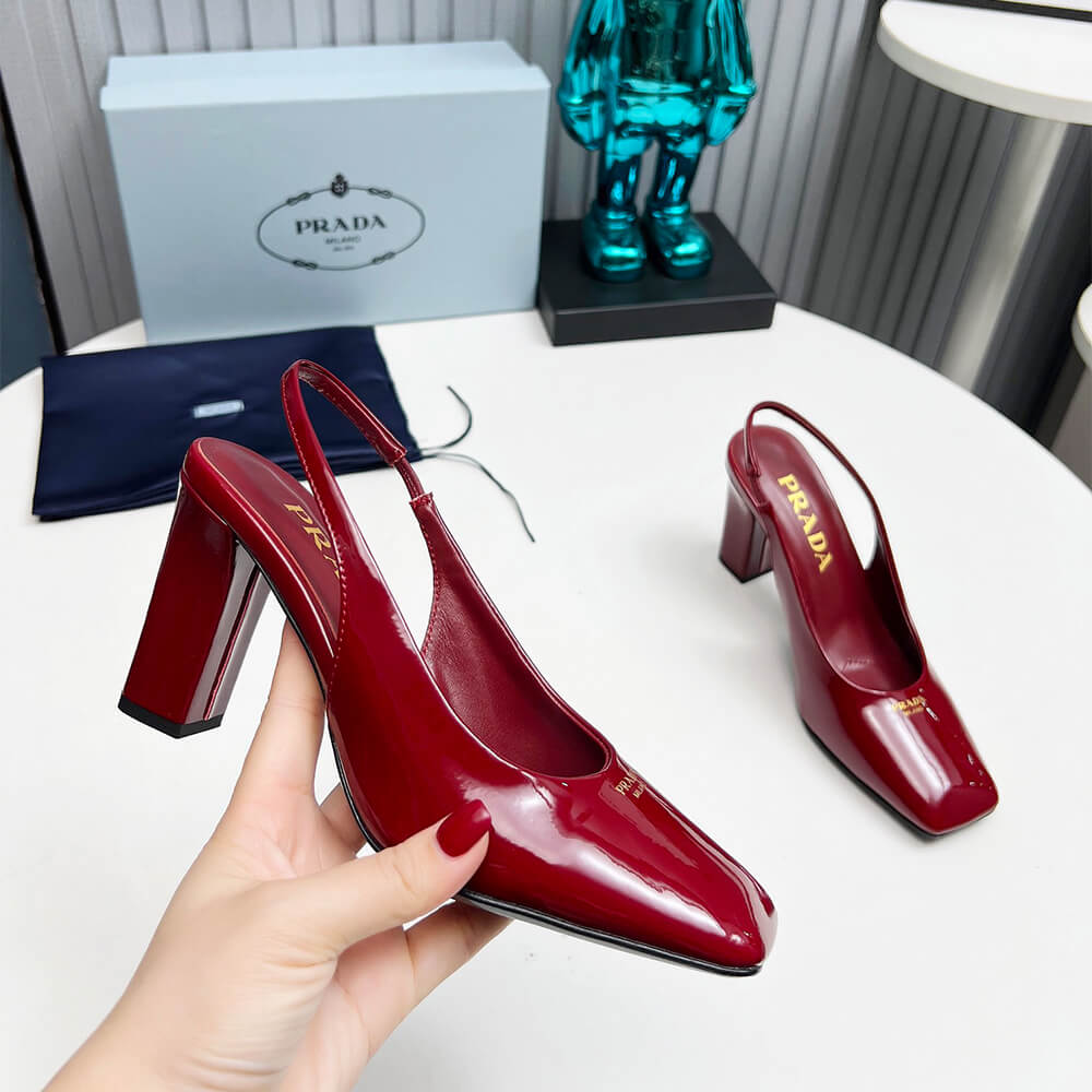 Prada Patent Leather Slingback Pumps 85 mm Shoes - Replica Luxury Bags™