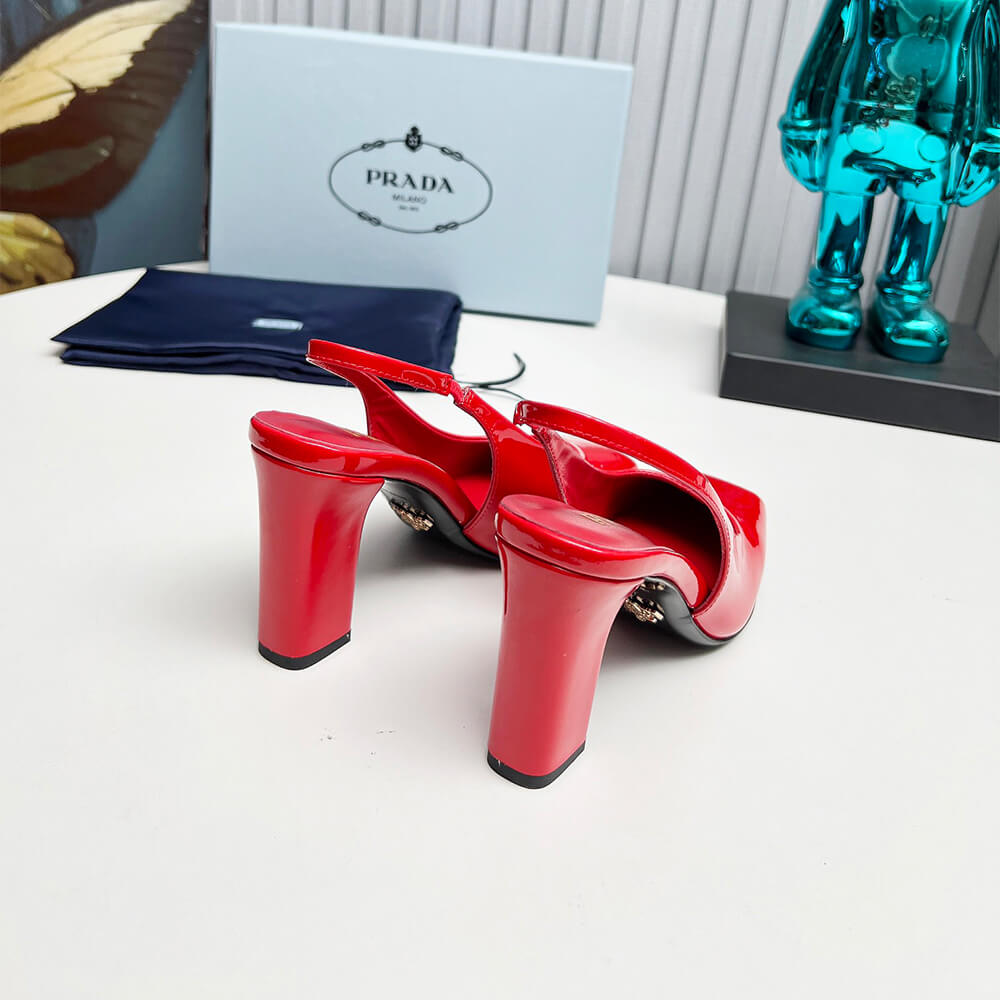 Prada Patent Leather Slingback Pumps 85 mm Shoes - Replica Luxury Bags™