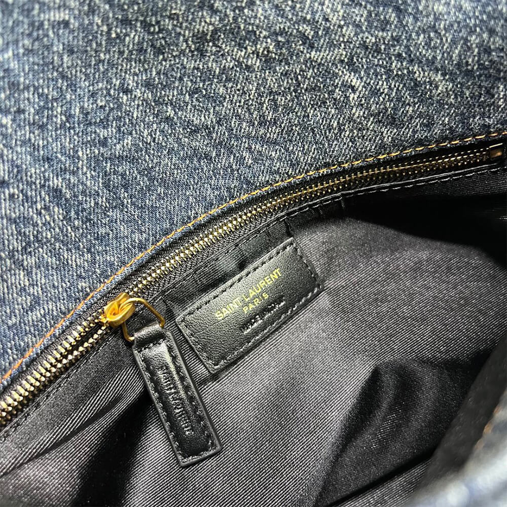 YSL Puffer Small Bag in Suede and Denim - Replica Luxury Bags™