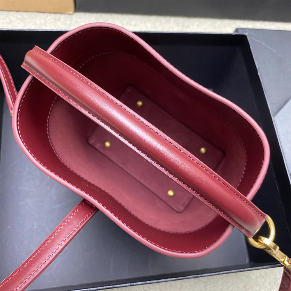YSL LE 37 Mini Bucket Bag in Shiny Burgundy Leather - Replica Luxury Bags™