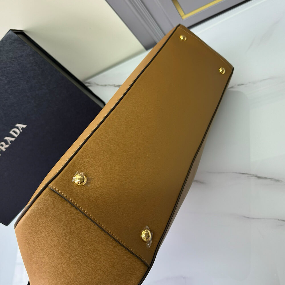 Prada Large Leather Tote Bag With Zipper Closure - Replica Luxury Bags™
