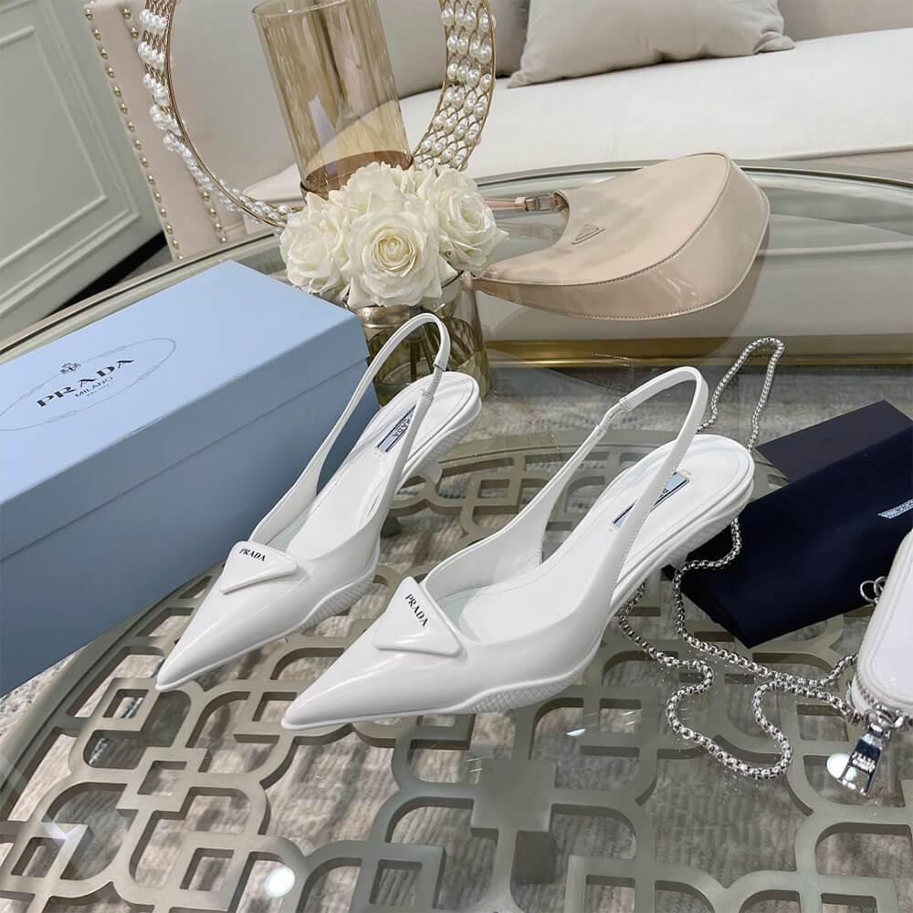 Prada Brushed Leather Slingback Pumps Shoes - Replica Luxury Bags™
