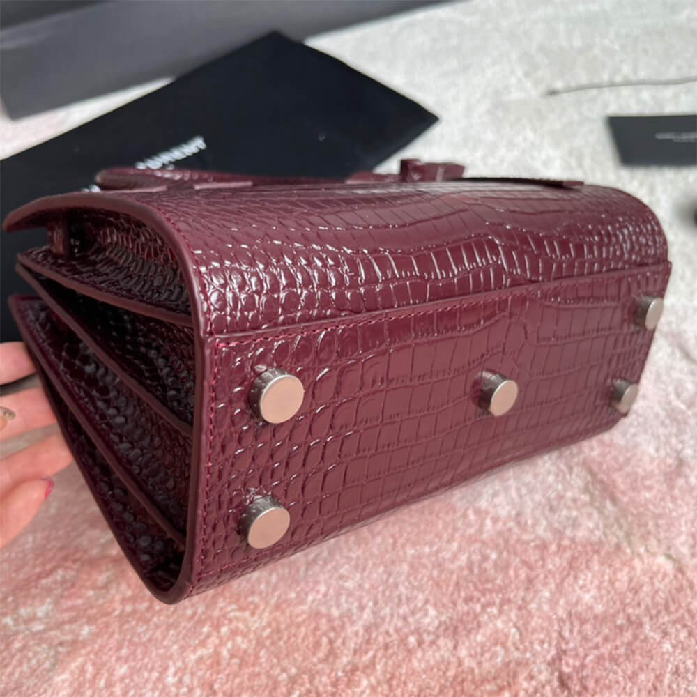 YSL Sac De Jour Nano Bag in Embossed Crocodile Shiny Leather - Replica Luxury Bags™