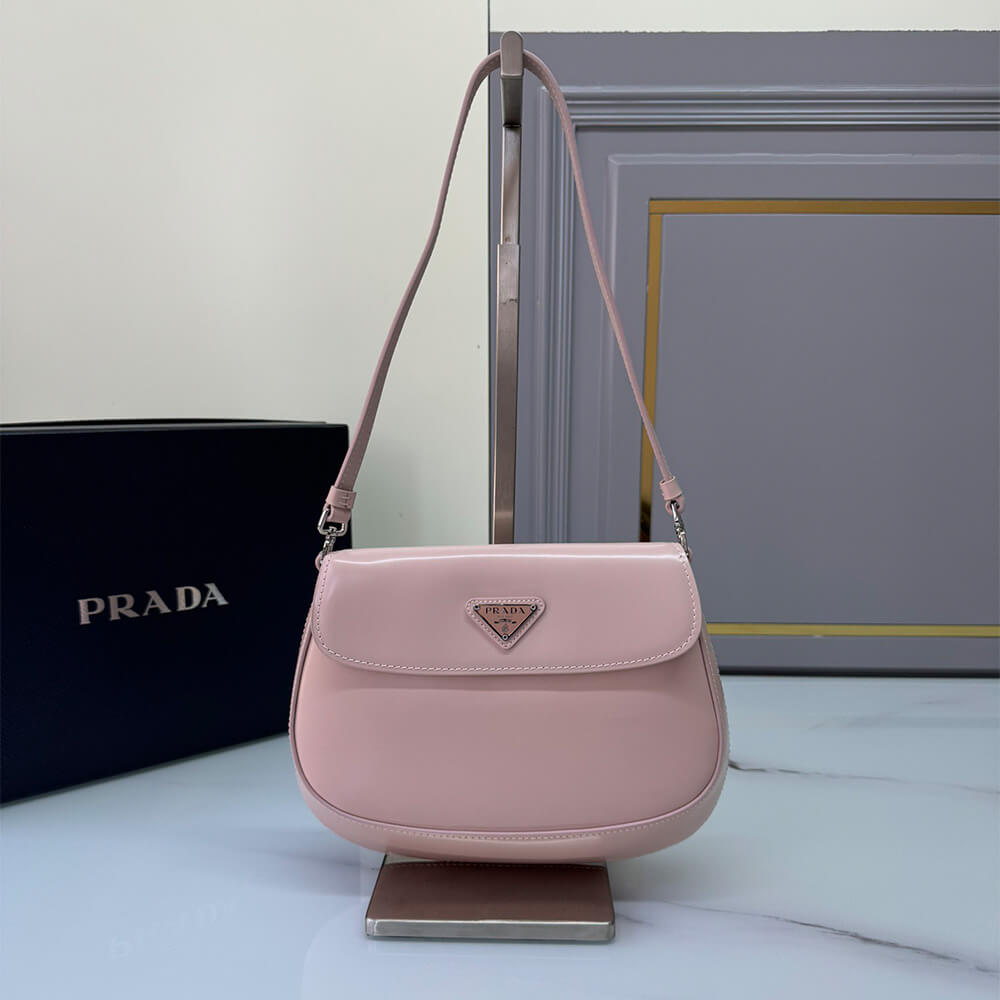Small Prada Cleo Brushed Leather Shoulder Bag with Flap - Replica Luxury Bags™