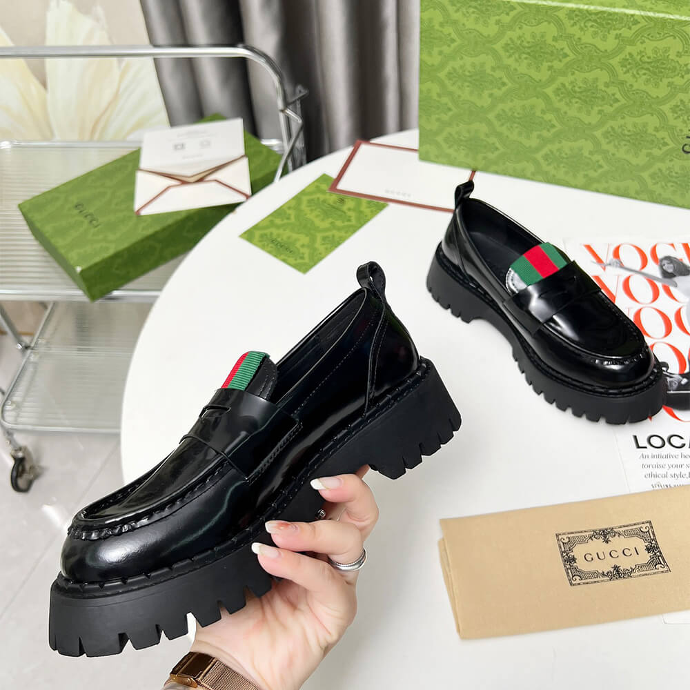 Gucci Women s loafer with Web Shoes - Replica Luxury Bags™