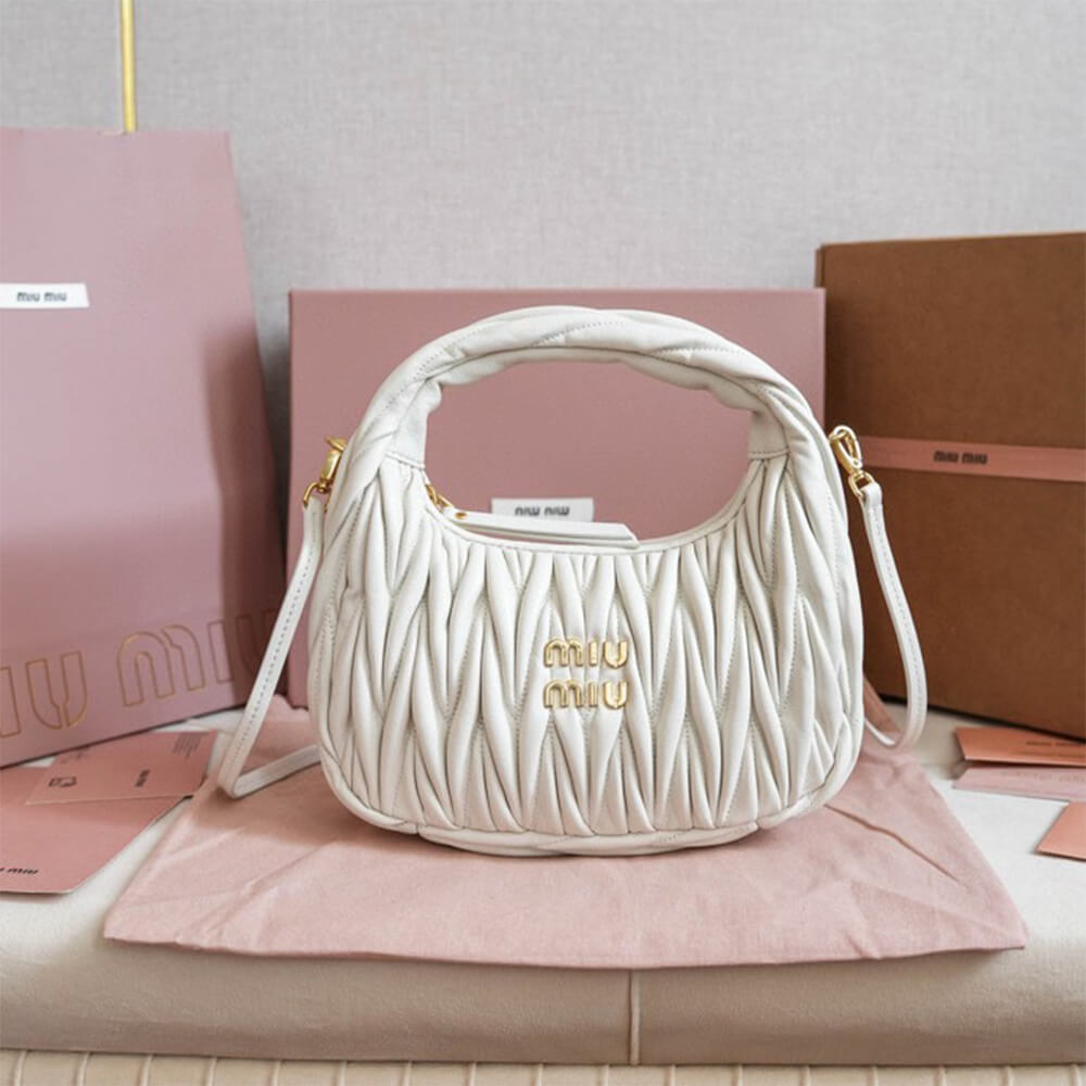 Miumiu Small Wander Matelasse Nappa Leather Hobo Bag - Replica Luxury Bags™