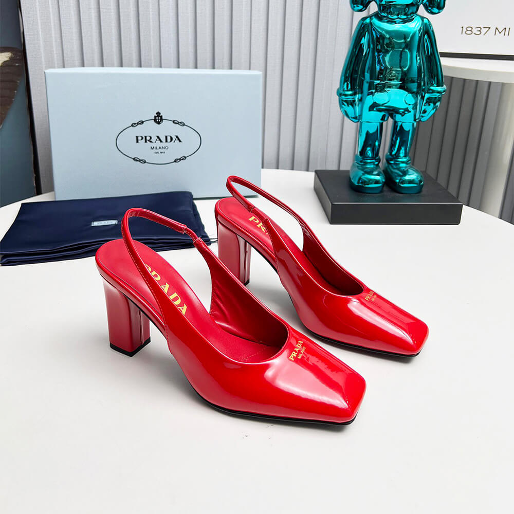 Prada Patent Leather Slingback Pumps 85 mm Shoes - Replica Luxury Bags™