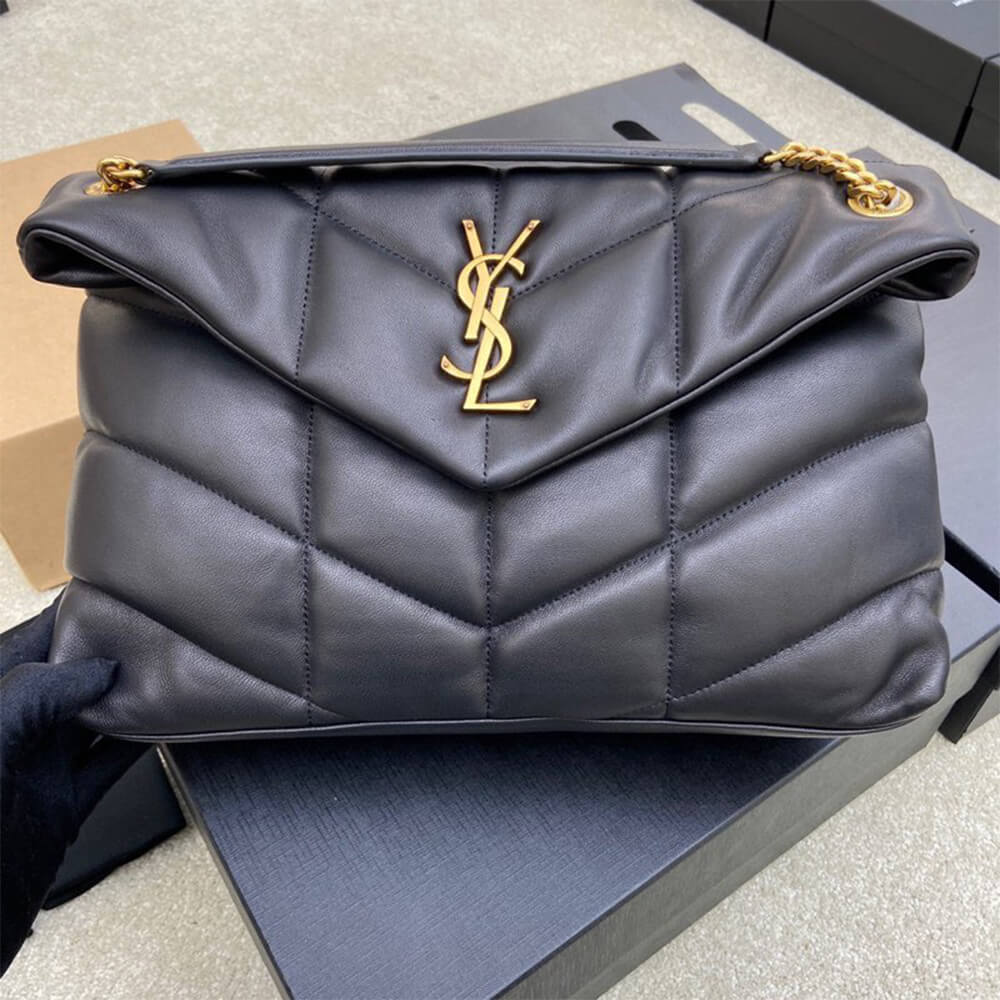 YSL Puffer Medium Chain Bag in Black - Replica Luxury Bags™