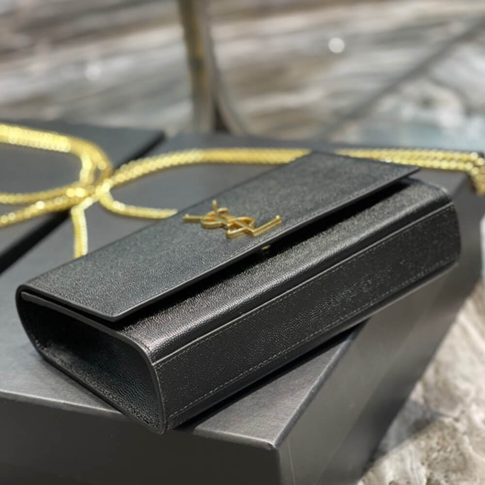 YSL Kate Medium Chain Bag in Grain De Poudre Embossed Leather - Replica Luxury Bags™