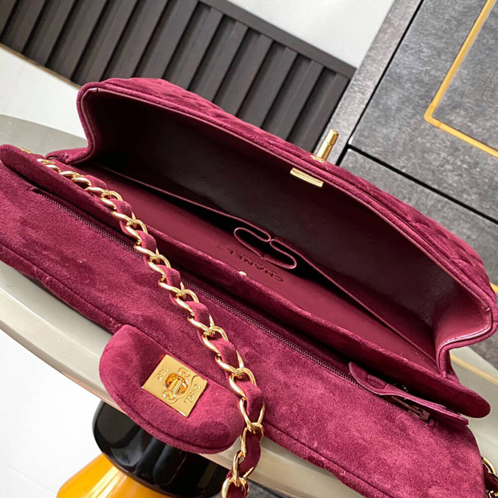 Chanel Suede Classic Double Flap Handbag - Replica Luxury Bags™