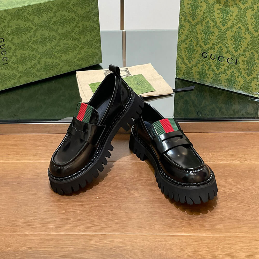GUCCI Women s loafer with Web Shoes - Replica Luxury Bags™