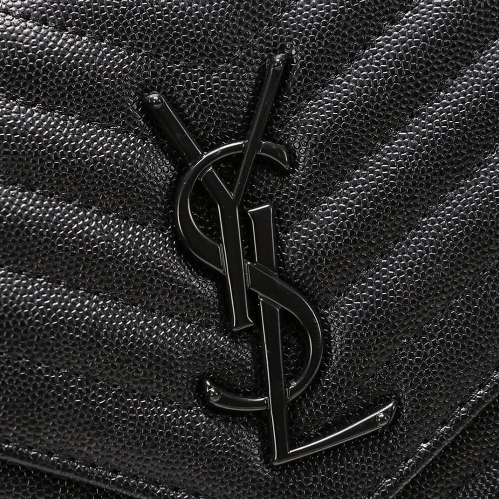 Saint Laurent Chain Strap YSL Plaque Grained Leather Wallet Bag - Replica Luxury Bags™