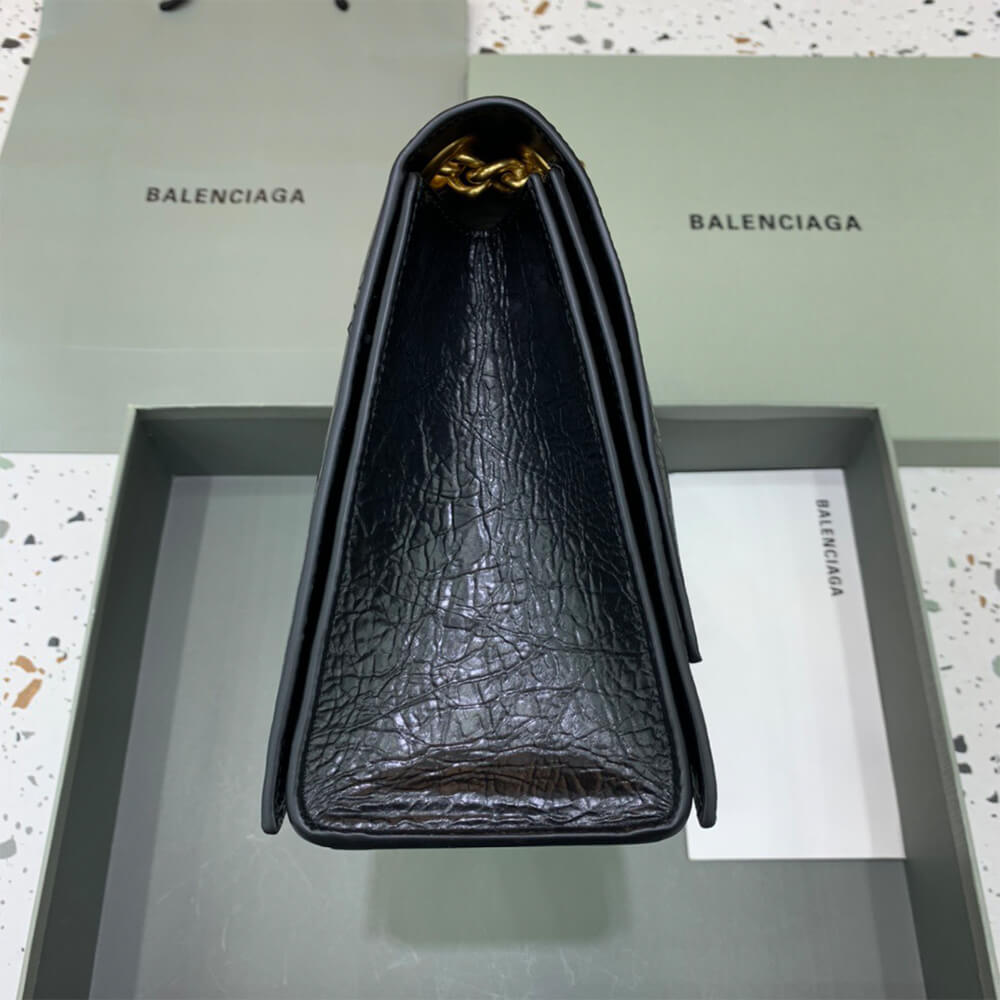 Balenciaga Bag Crush Tasche Mit Kette Mittelgroß für Damen in Schwarz - Replica Luxury Bags™