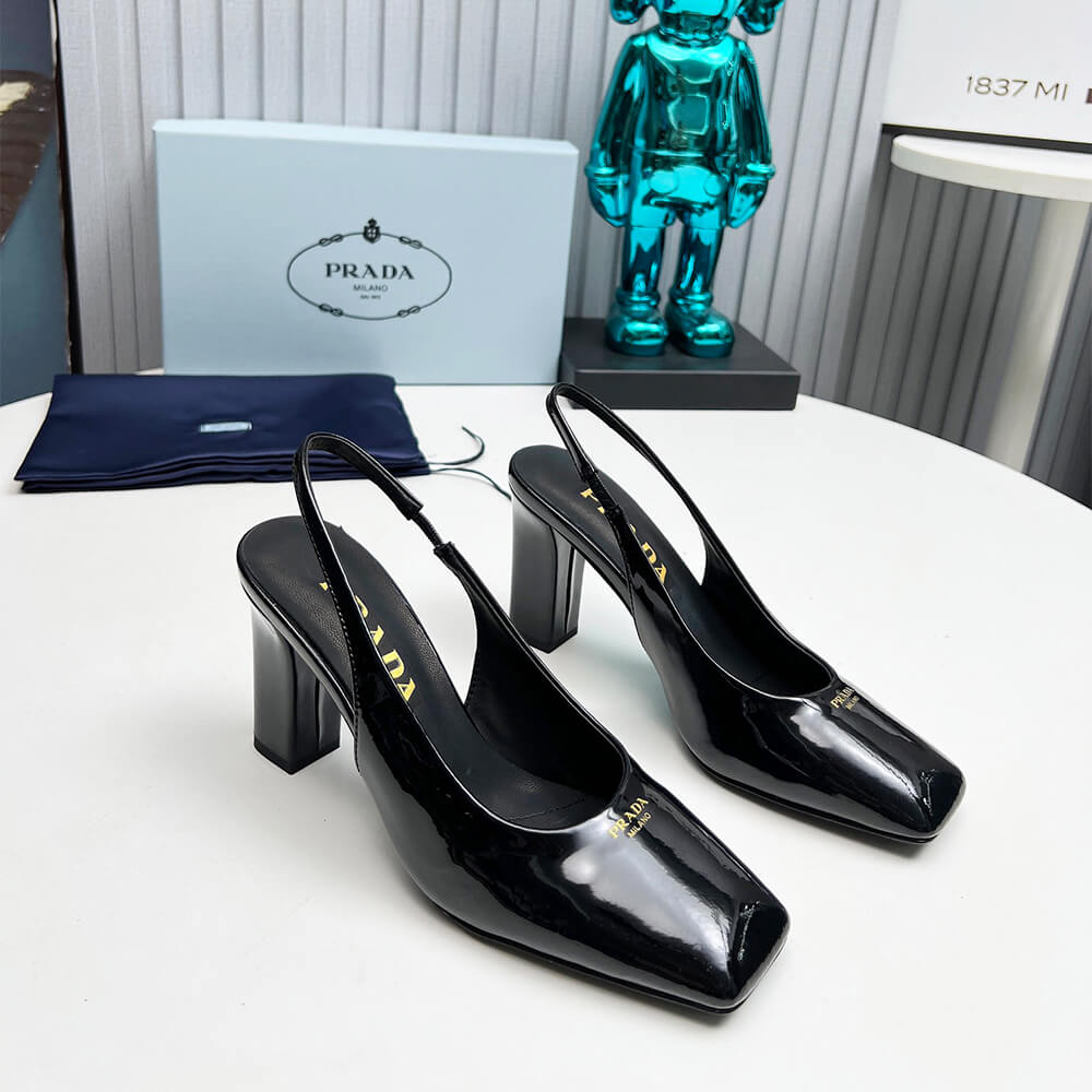 Prada Patent Leather Slingback Pumps 85 mm Shoes - Replica Luxury Bags™