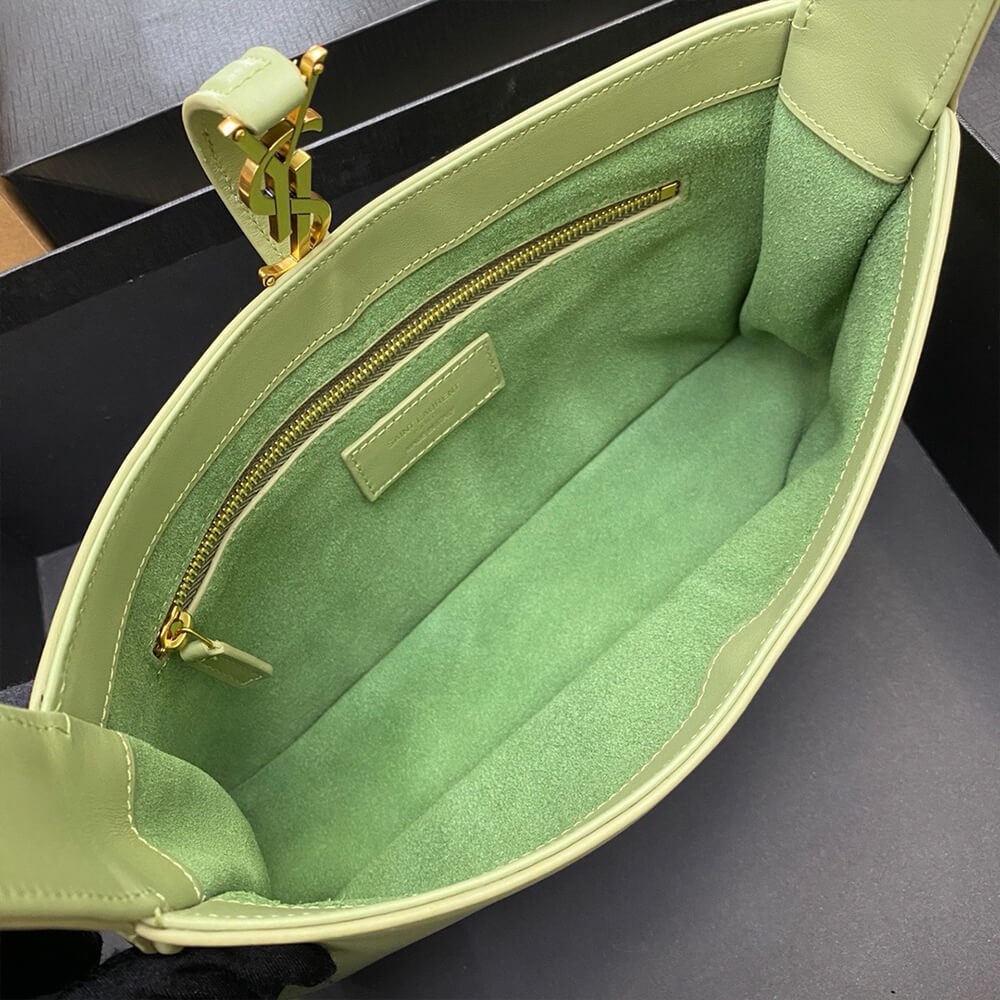 YSL LE 5 A 7 Hobo Bag in Light Green Smooth Leather - Replica Luxury Bags™