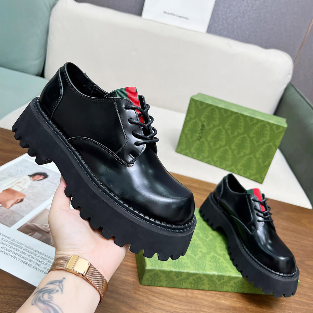 GUCCI Women s lace-up with Web Shoes - Replica Luxury Bags™