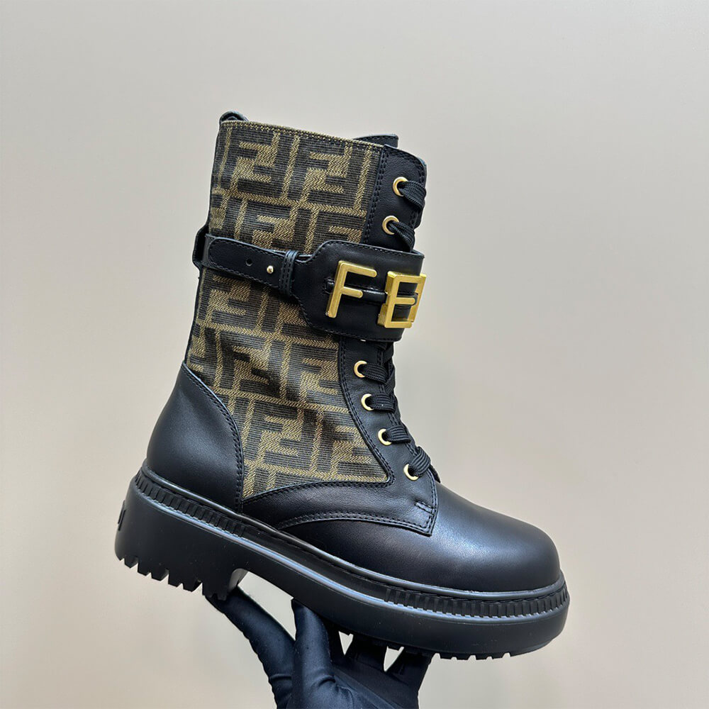 FENDI Fendigraphy logo-plaque leather boots Shoes - Replica Luxury Bags™