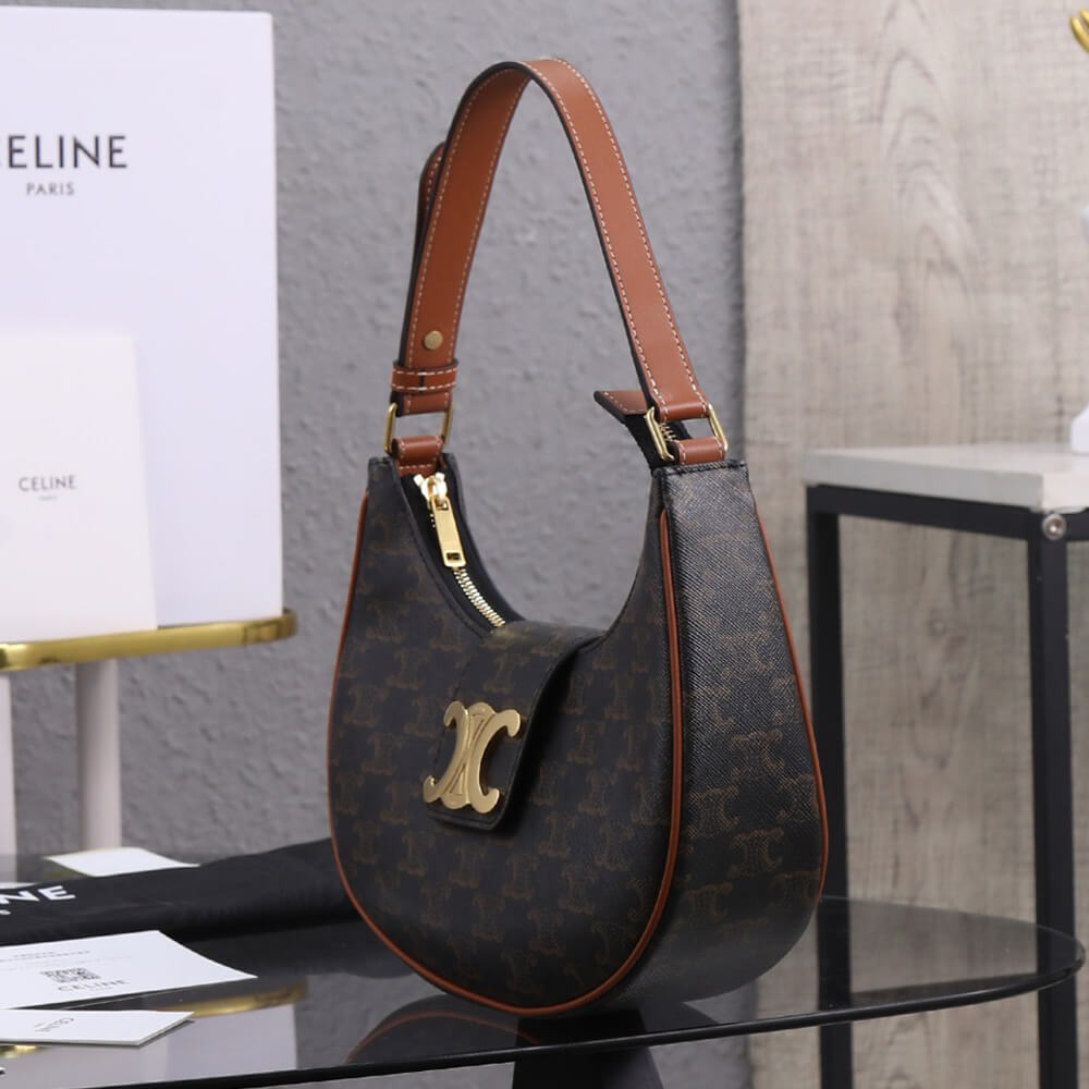 CELINE MEDIUM AVA TRIOMPHE BAG in Triomphe Canvas and calfskin - Replica Luxury Bags™