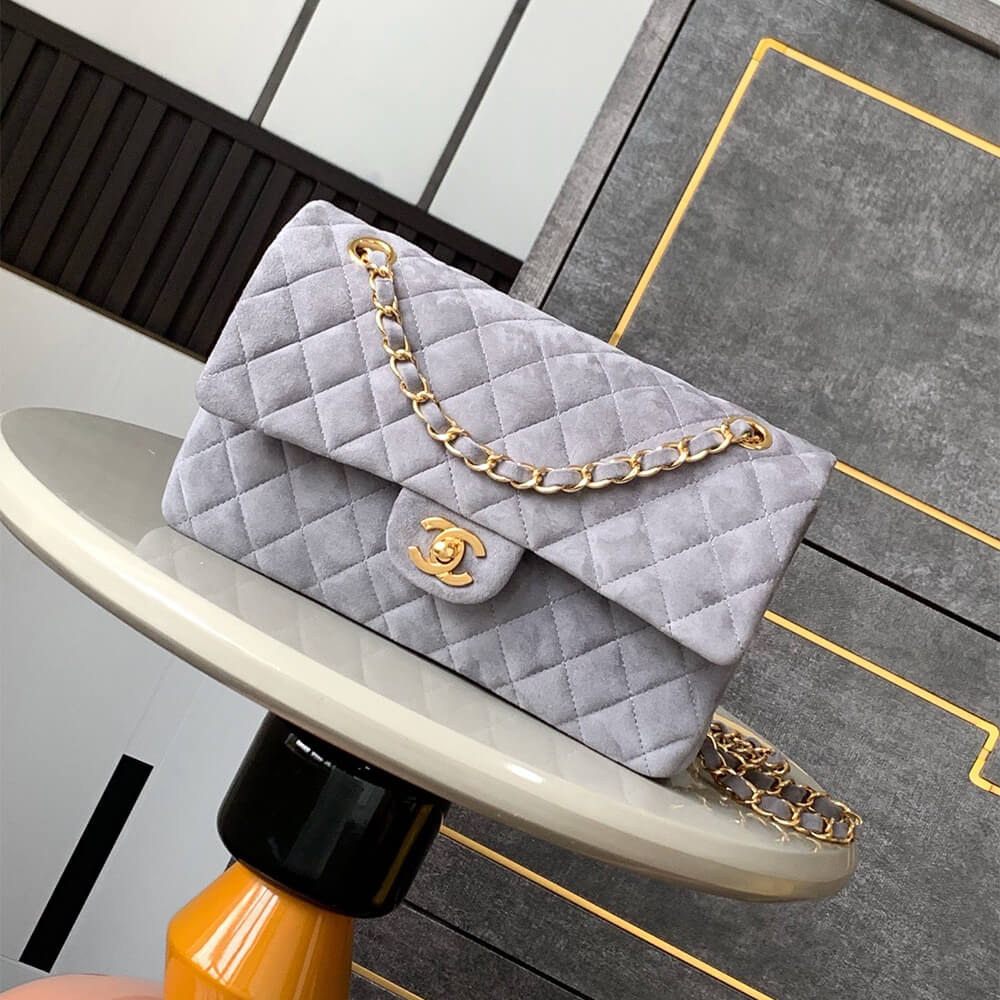 Chanel Suede Classic Double Flap Handbag - Replica Luxury Bags™