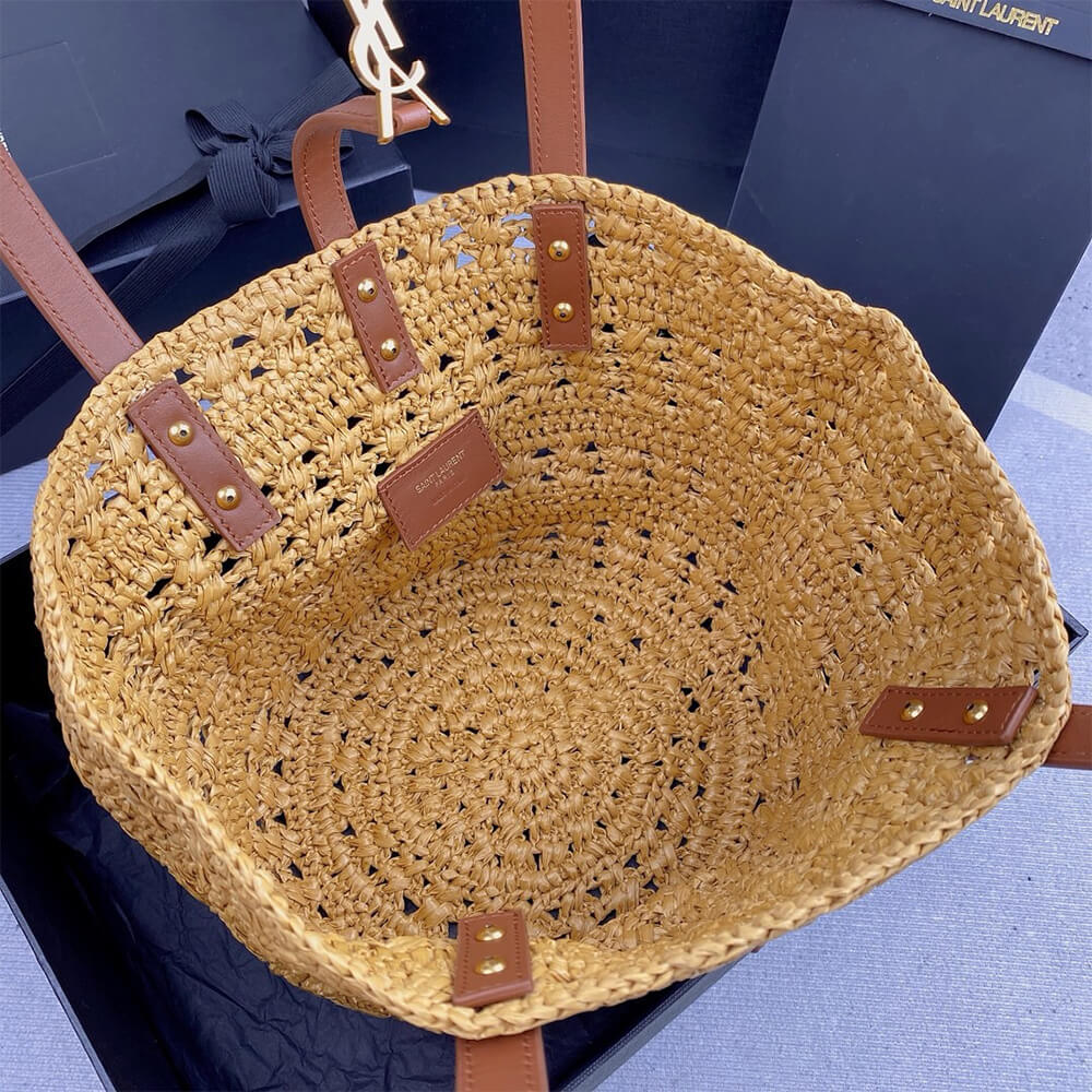 YSL Medium Panier Raffia Bag In Brown - Replica Luxury Bags™