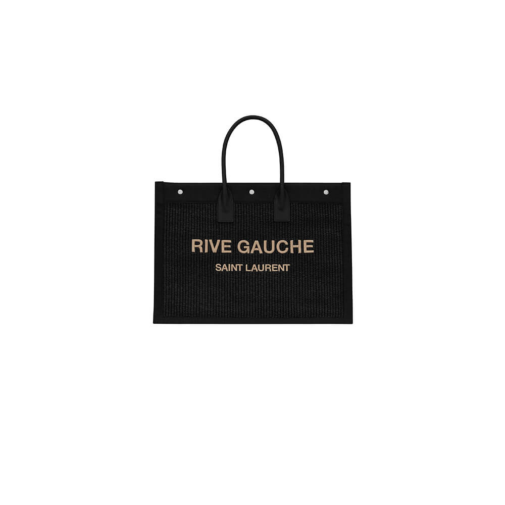 YSL Rive Gauche Large Tote Bag In Embroidered Raffia and Leather - Replica Luxury Bags™