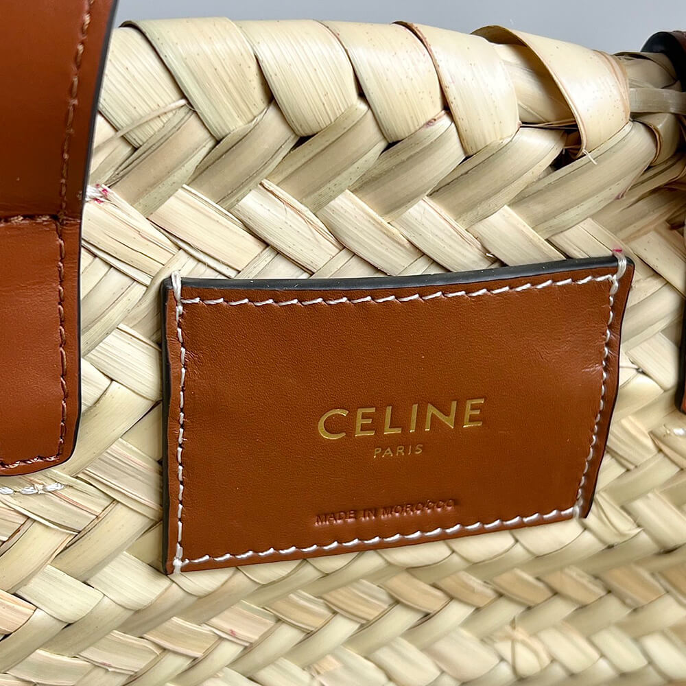 Teen Celine Classic Panier In Palm Leaves and Calfskin Bag - Replica Luxury Bags™