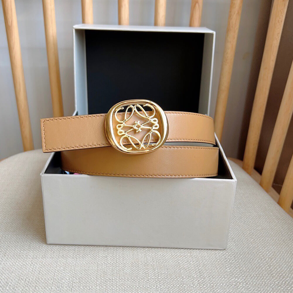 LOEWE Reversible Anagram Ellipse belt in smooth calfskin 28mm - Replica Luxury Bags™