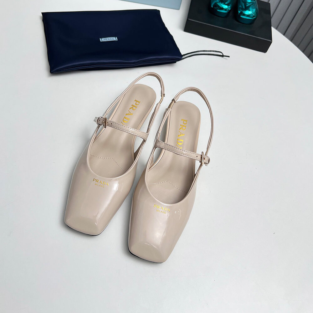 Prada Patent Leather Slingback Ballerinas Shoes - Replica Luxury Bags™
