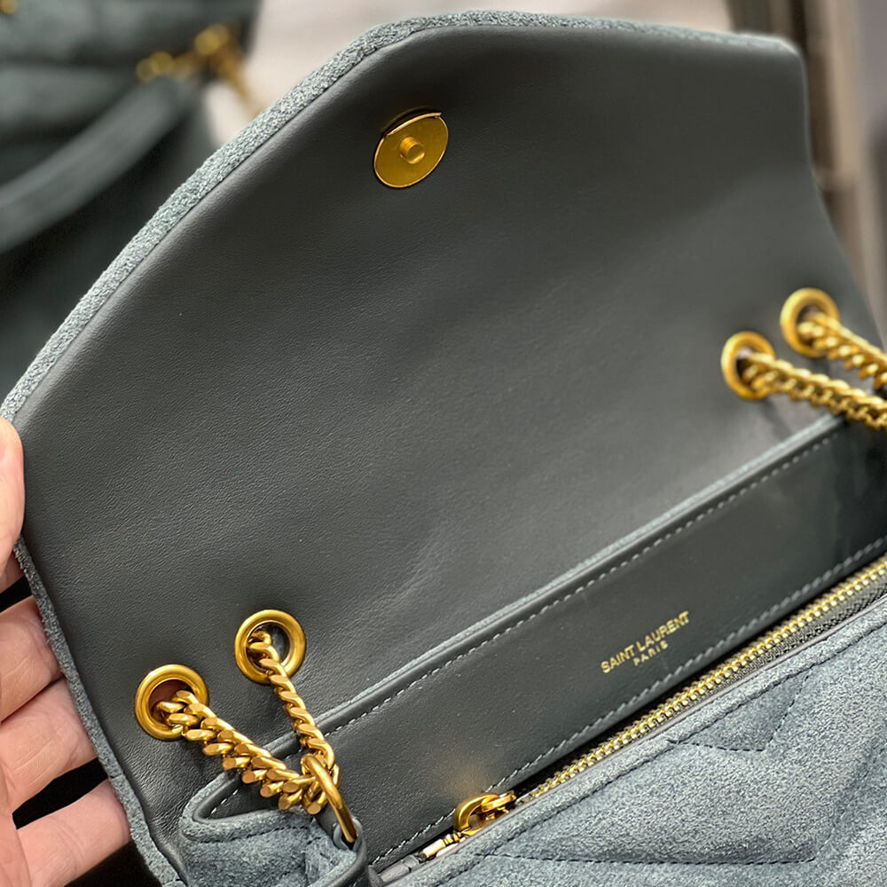 YSL Loulou Small Chain Bag In Y Quilted Suede - Replica Luxury Bags™