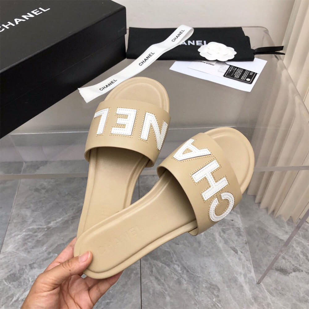 Chanel Ivory Slides Shoes - Replica Luxury Bags™