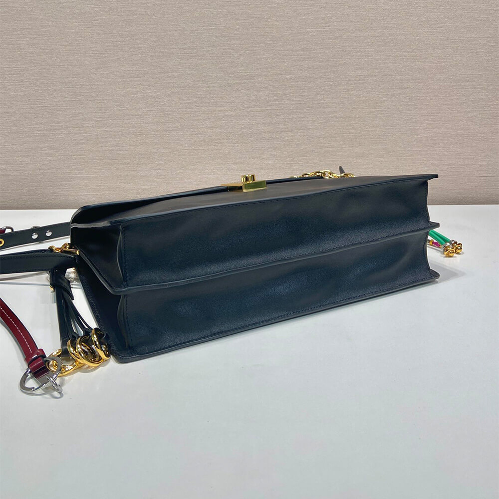 Prada Soft Sound Large Leather Shoulder Bag With Charms - Replica Luxury Bags™