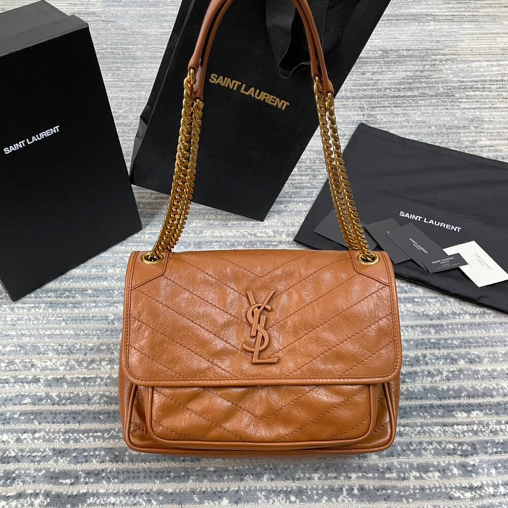 YSL Bag Wallet On Chain Margo In Shiny Calfskin - Replica Luxury Bags™