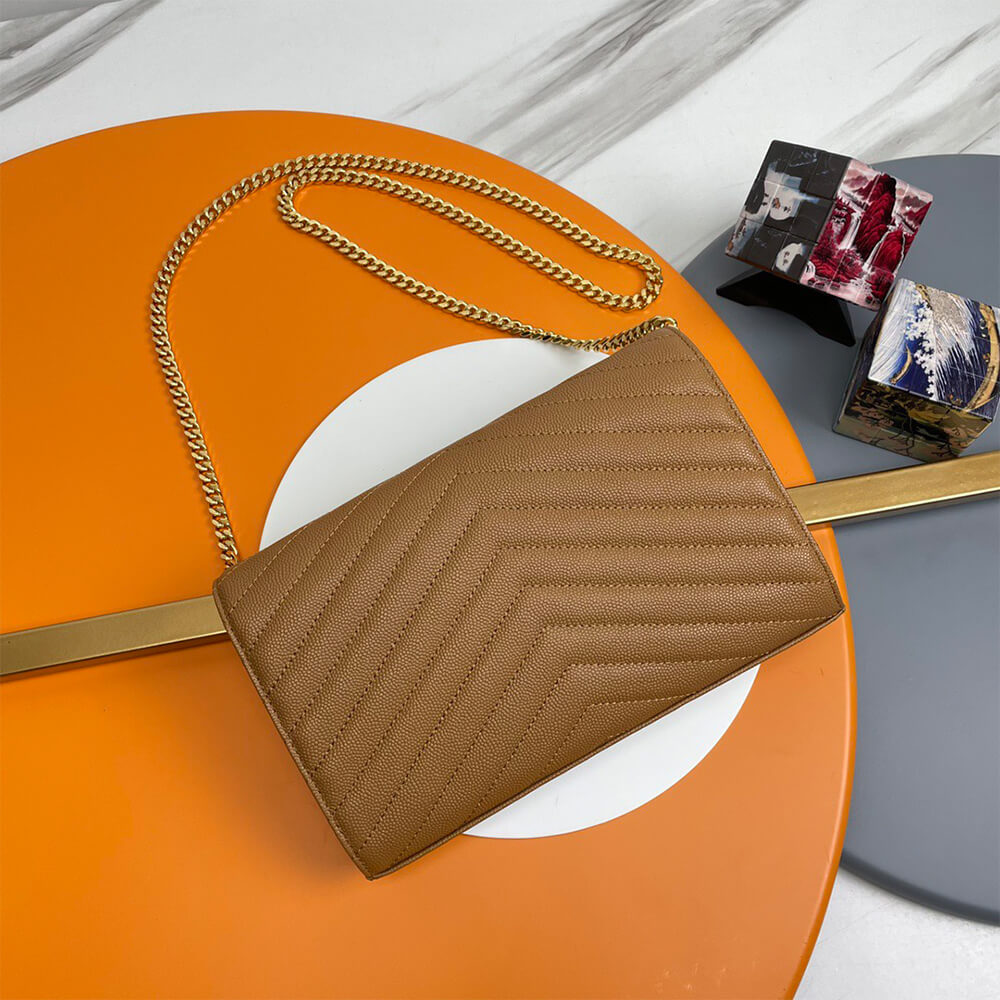 YSL Classic Cassandre Chain Wallet Bag in Grain De Poudre Leather - Replica Luxury Bags™