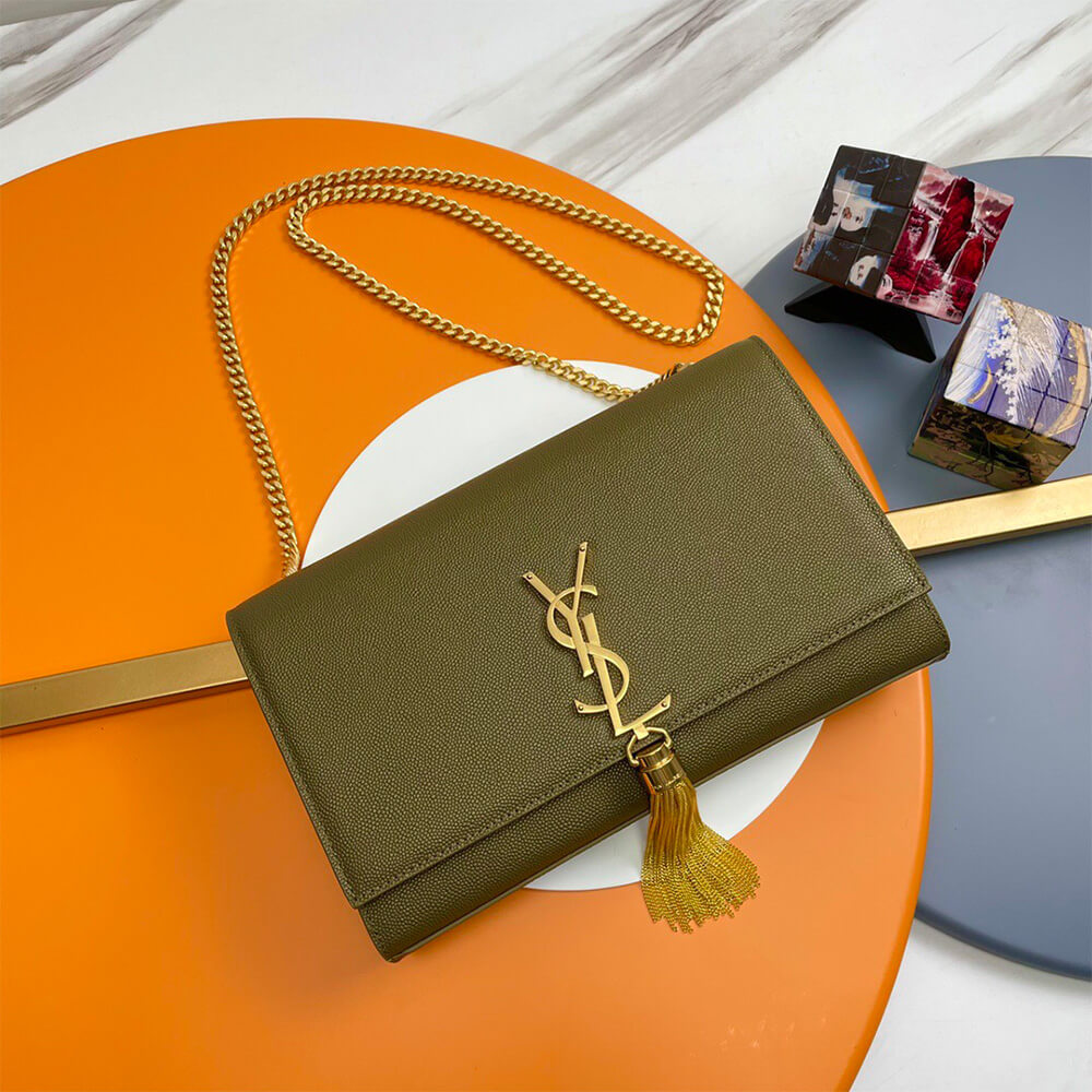 YSL Kate Medium Tassel Bag in Grain De Poudre Embossed Leather - Replica Luxury Bags™