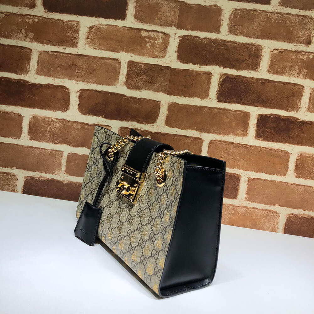 Gucci GG Padlock Small GG Bees Shoulder Bag - Replica Luxury Bags™