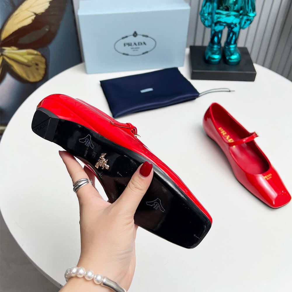 Prada Patent Leather Mary Jane Ballerinas Shoes - Replica Luxury Bags™