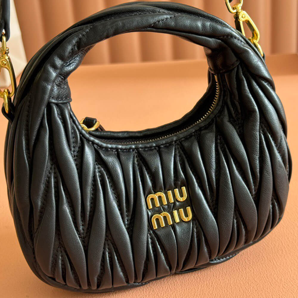 Miumiu Wander Matelassé Nappa Leather Hobo Mini Bag - Replica Luxury Bags™