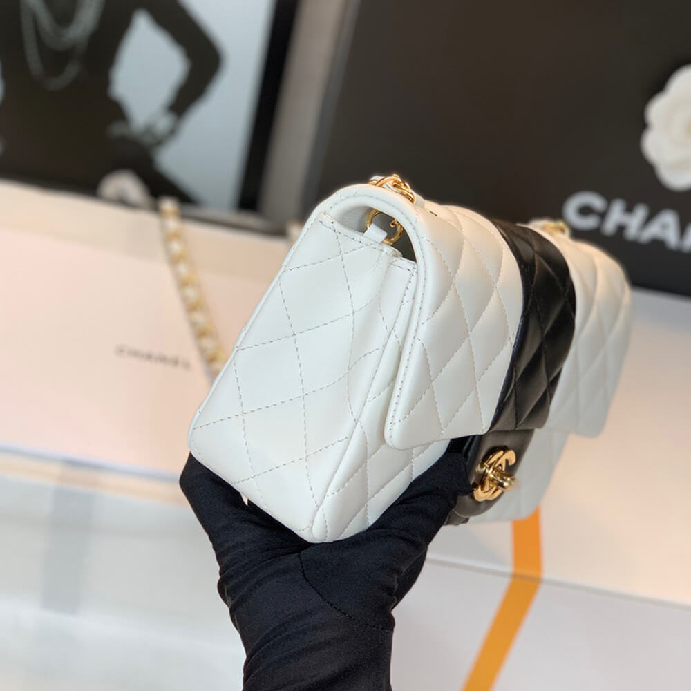 Chanel Mini Flap Bag in White & Black - Replica Luxury Bags™