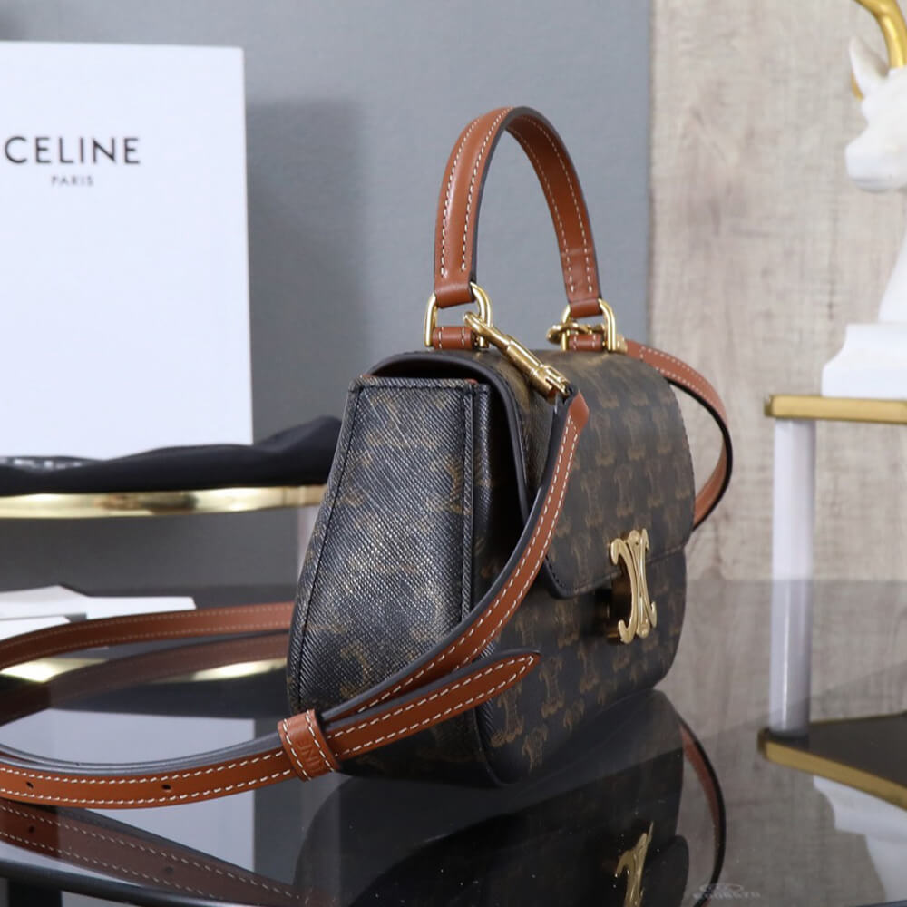 Teen Celine Lola Bag in Triomphe Canvas And Calfskin - Replica Luxury Bags™