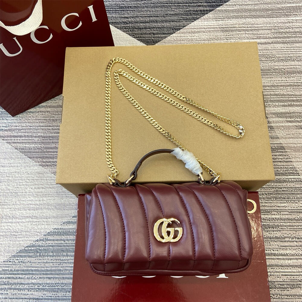Gucci GG Milano Mini Top Handle Bag in Burgundy - Replica Luxury Bags™