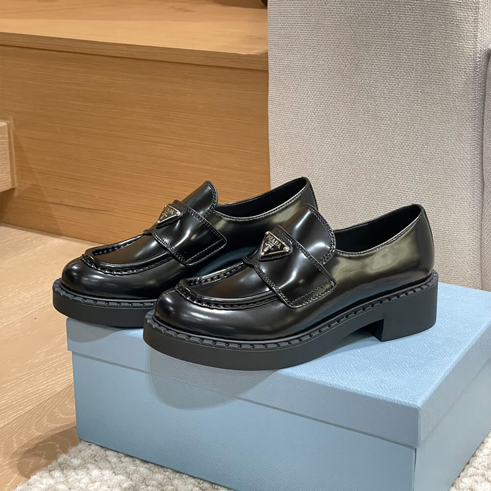 Prada chocolate brushed leather loafers Shoes - Replica Luxury Bags™