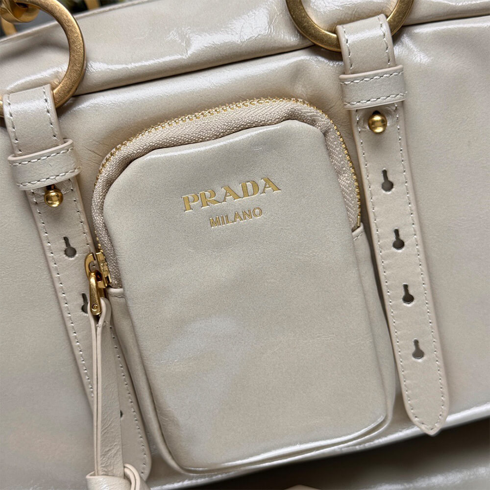 Prada Dangle Medium Leather Top Handle Bag - Replica Luxury Bags™