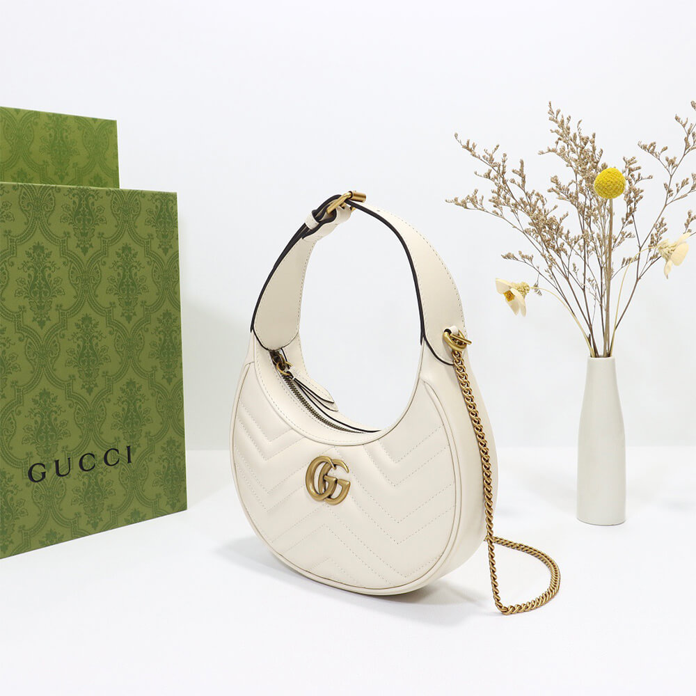Gucci GG Marmont Half-moon-shaped Mini Bag in White - Replica Luxury Bags™